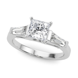 Valli Lab-Created Diamond 4 Prong Set Trilogy Engagement Ring