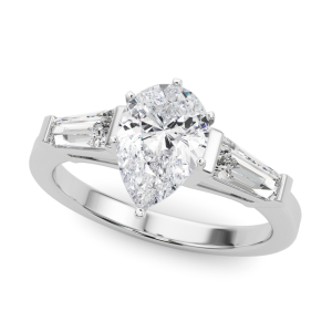 Venecia Natural Diamond 6 Prong Set Trilogy Engagement Ring