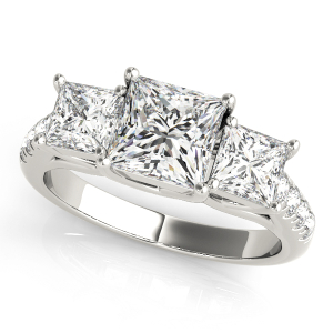 Vaiga Lab-Created Diamond 4 Prong Set Trilogy Engagement Ring