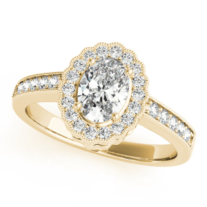 Kailany Natural Yellow Gold Halo Engagement Diamond Rings