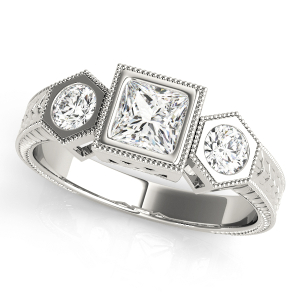 Yahia Lab-Created Diamond Milgrain Set Trilogy Engagement Ring