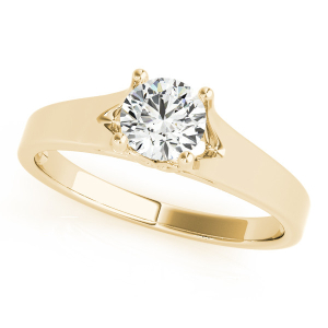 Meghan Natural Yellow Gold 4 Prong Classic Solitaire Diamond Rings