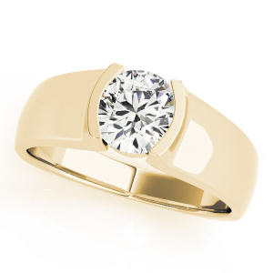 Maisy Natural Yellow Gold Half Bezel Solitaire Diamond Rings