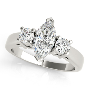 Wareesha Lab-Created Diamond 2 Prong Set Trilogy Engagement Ring