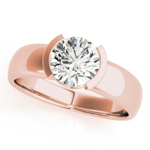 Madalyn Natural Rose Gold Half Bezel Solitaire Diamond Rings