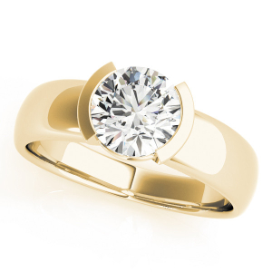 Madalyn Natural Yellow Gold Half Bezel Solitaire Diamond Ring