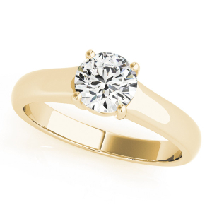 Maliah Natural Yellow Gold 4 Prong Solitaire Diamond Rings