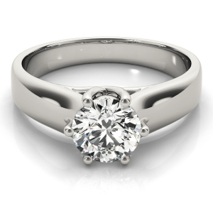 Madalynn Natural White Gold 6 Prong Solitaire Diamond Rings