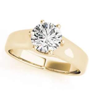 Madalynn Natural Yellow Gold 6 Prong Solitaire Diamond Rings