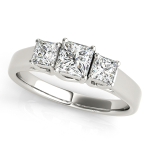 Yuliya Natural Diamond 4 Prong Set Trilogy Engagement Ring