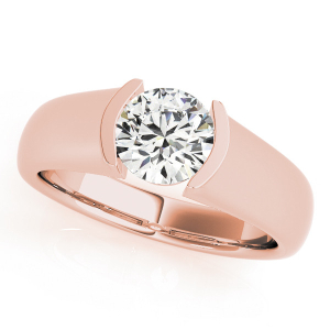 Mollie Natural Rose Gold Half Bezel Solitaire Diamond Rings