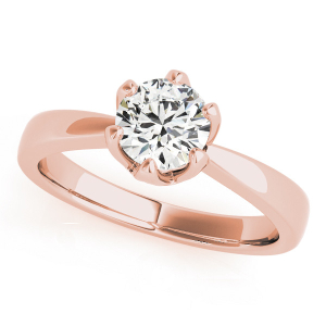 Mercedes Natural Rose Gold 6 Prong Classic Solitaire Diamond Rings