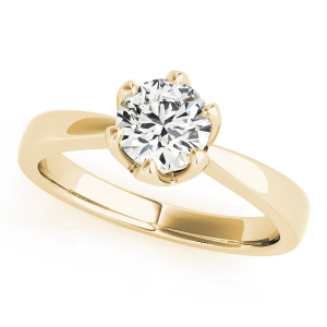 Mercedes Natural Yellow Gold 6 Prong Classic Solitaire Diamond Rings