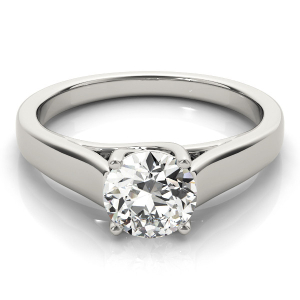 Merrit Natural Silver 4 Prong Solitaire Diamond Rings