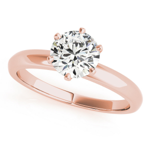 Mazie Natural Diamond Rose Gold 6 Prong Classic Solitaire Engagement Rings