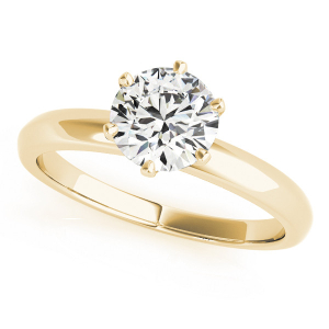 Mazie Natural Diamond Yellow Gold 6 Prong Classic Solitaire Engagement Rings