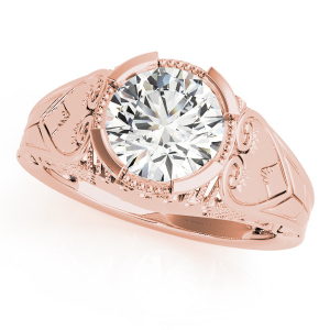 Maple Natural Rose Gold Half Bezel Solitaire Diamond Ring