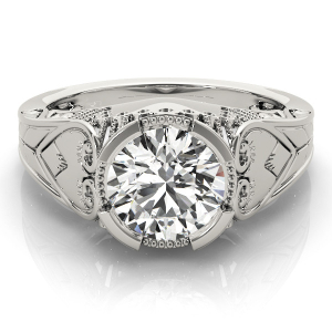 Maple Natural Platinum Half Bezel Solitaire Diamond Ring