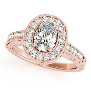 Karen Natural Rose Gold Halo Engagement Diamond Rings