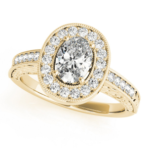 Karen Natural Yellow Gold Halo Engagement Diamond Rings