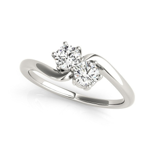 Jensy Natural White Gold Two Stone Diamond Rings