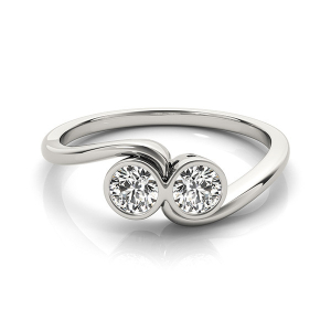 Aliza Natural White Gold Two Stone Diamond Rings