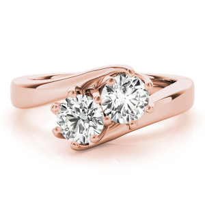 Helly Natural Rose Gold Two Stone Diamond Rings