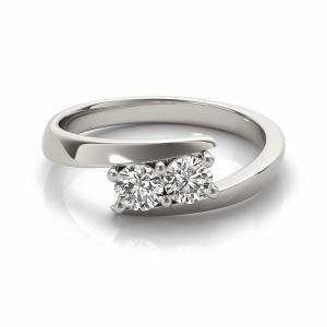 Leah Natural White Gold Two Stone Diamond Rings