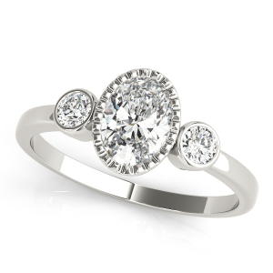 Wajeeha Lab-Created Diamond Milgrain Set Trilogy Engagement Ring