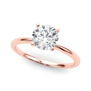 Mahogany Natural Rose Gold 4 Prong Classic Solitaire Diamond Rings