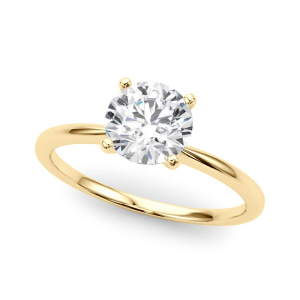 Mahogany Natural Yellow Gold 4 Prong Classic Solitaire Diamond Rings