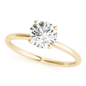 Mirabelle Natural Diamond Yellow Gold 4 Prong Solitaire Engagement Rings