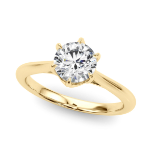 Mayte Natural Diamond Yellow Gold 6 Prong Solitaire Engagement Rings