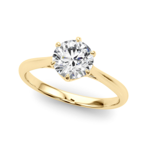 Marlena Natural Diamond Yellow Gold 6 Prong Solitaire Engagement Rings