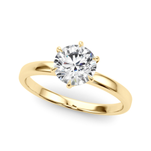 Marnie Natural Diamond Yellow Gold 6 Prong Classic Solitaire Engagement Rings