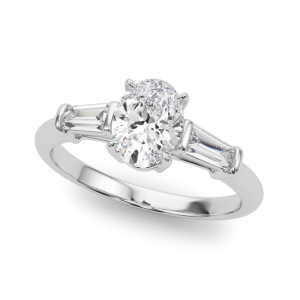 Yanelley Natural Diamond 4 Prong Set Trilogy Engagement Ring