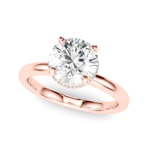 Yovela Natural Diamond Rose Gold 4 Prong Set Halo Engagement Ring