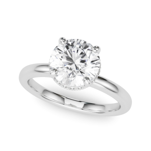 Yovela Natural Diamond 4 Prong Set Halo Engagement Ring