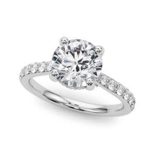 Yaren Natural Diamond Round cut 4 Prong Set  Halo Engagement Ring