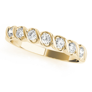 Lab-Created Yellow Gold Bar-Set 7 Stone Diamond Rings