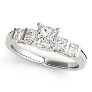 Allora Lab-Created Bar And Prong Set Side Stone Diamond Ring