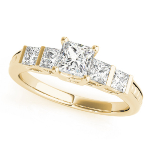 Allora Lab-Created Yellow Gold Bar And Prong Set Eternity Diamond Rings