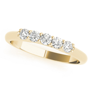 Akira Lab-Created Yellow Gold Prong 5 Stone Ring Diamond Rings