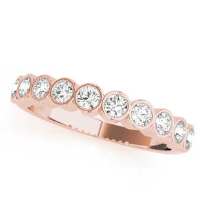 Lab-Created Rose Gold Bezel-Set Half Eternity Diamond Rings