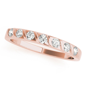 Lab-Created Rose Gold Bar-Set 7 Stone Diamond Ring