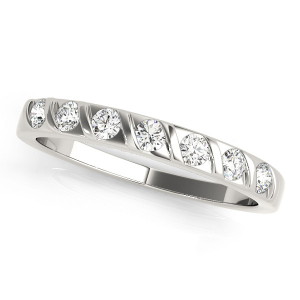 Lab-Created Silver Bar-Set 7 Stone Diamond Rings