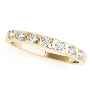 Lab-Created Yellow Gold Bar-Set 7 Stone Diamond Rings