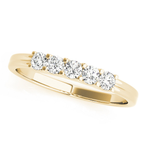 Anika Lab-Created Yellow Gold 4 Prong 5 Stone Ring Diamond Rings