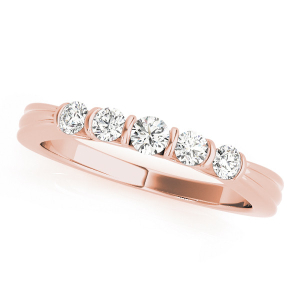 Lab-Created Rose Gold Bar-Set 5 Stone Ring Diamond Rings