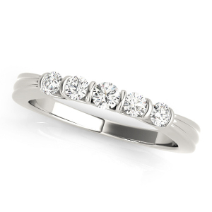 Lab-Created Silver Bar-Set 5 Stone Ring Diamond Rings